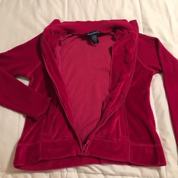 Evan-Picone Pink Faux Velvet Zip up jacket - Picture 3 of 8